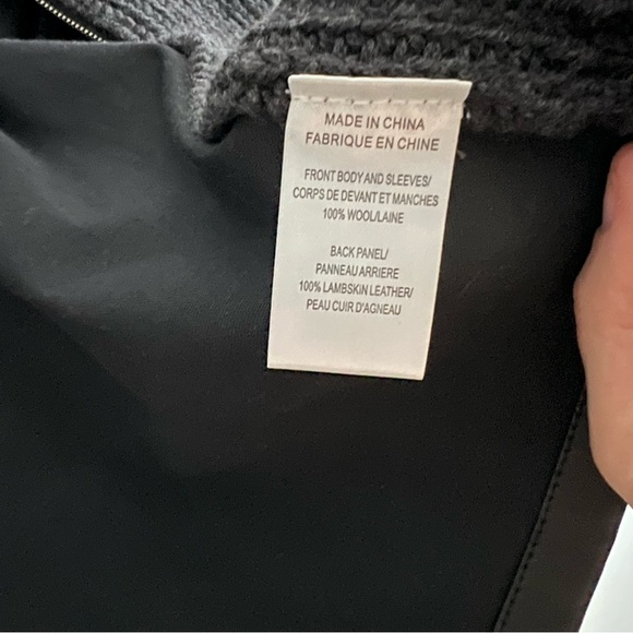 Theory Zip Up Wool and Leather Lambskin Sweater - Picture 7 of 9